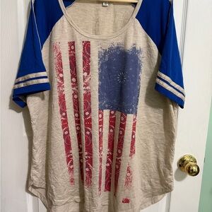 Blue and Red Graphic Short Sleeve Tee